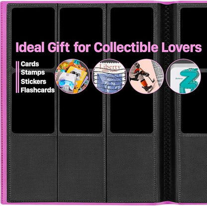 【2026】Trading Card Binder 9 Pocket, Premium Sports Collection Binder Game Cards Book with Sleeves Side Loading, Anti-open Strap Double Sided Waterproof 360 Card Folder