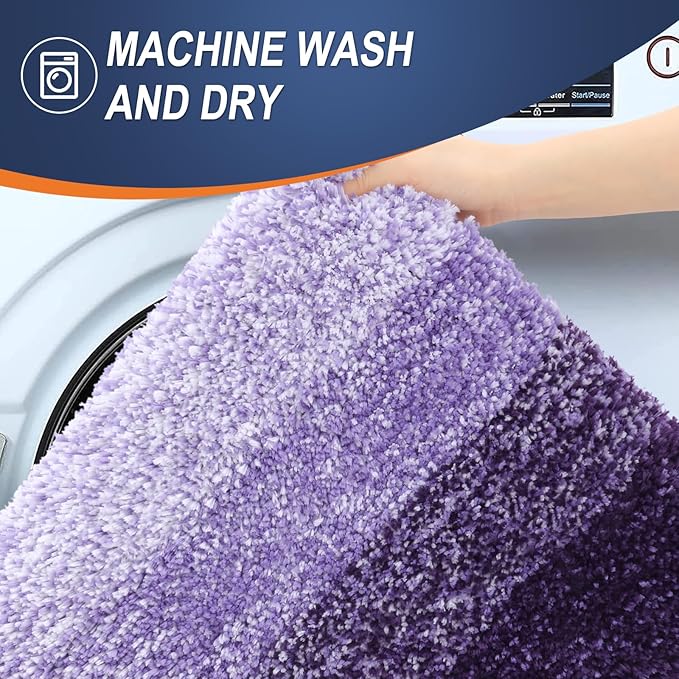 OLANLY Bathroom Runner Rugs Mat 59x24, Extra Soft Absorbent Microfiber Bath Rugs, Rubber Backing, Quick Dry, Washable Long Bath Mats for Bathroom Floor, Tub and Shower, Home Decor Accessories, Violet