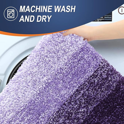OLANLY Luxury Toilet Rugs U-Shaped 24x20, Extra Soft and Absorbent Microfiber Bathroom Rugs, Non-Slip Plush Shaggy Bath Mat, Machine Wash Dry, Contour Bathroom Mats for Toilet Base, Violet