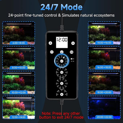 fishkeeper LED Aquarium Plant Light, 24/7 Full Spectrum Aquarium Light with 5 Nature Weather Mode, Auto On Off with Timer for 32-40 Inch Fish Tank, Adjustable Colors/Brightness with Memory Function