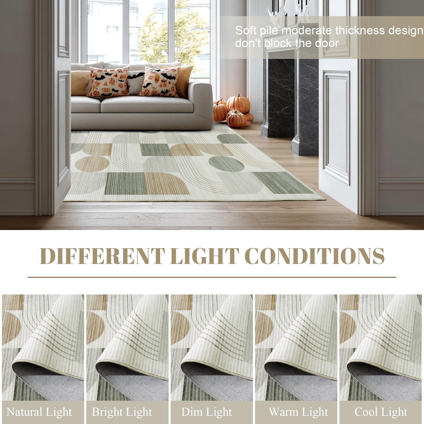 QDUIDU Large Machine Washable 5x7 Area Rug, Soft Modern Geometric Abstract Beige Rugs for Bedroom Living Room, Non-Shedding Faux Wool Indoor Throw Floor Carpet for Office Entryway Dining Room Decor