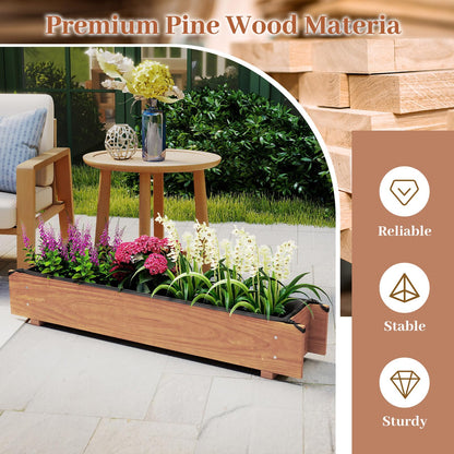 HAPPYGRILL Wooden Raised Garden Bed, Solid Wood Gardening Plant Container w/Drainage Holes for Flower Vegetable Fruit, Outdoor Elevated Planter Box for Patio Garden Yard Balcony (25”x 16”x 15”)