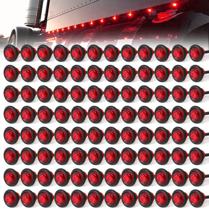 MADCATZ 100Pcs 3/4 Inch Red LED Marker Lights, Polycarbonate, Model MC-100-3LED-R
