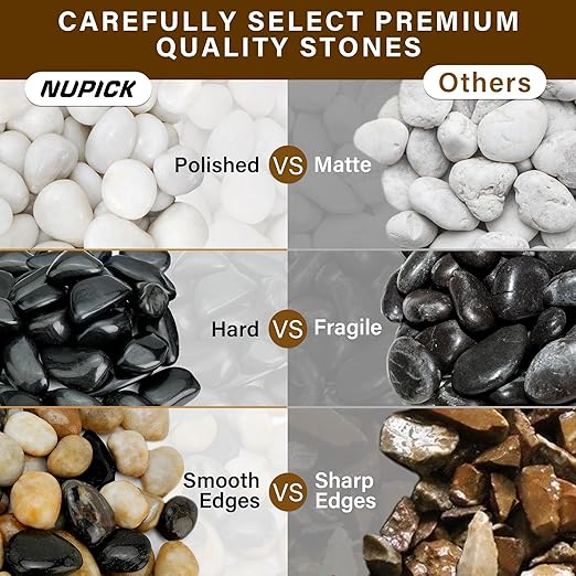 NUPICK 16lb Mix River Rocks for Outdoor Landscaping, 1-2 Inch Pebbles for Indoor Plants, Natural Polished Aquarium Gravel, Decorative Rocks for Succulent, Garden, Vases Fillers, Bird Baths