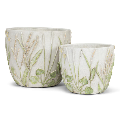 Abbott Collection Lavender & Greenery Planter - Cement, Grey/Purple, 4.5 inches H (4.5" D Opening)