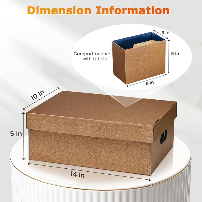 Card Storage Deck Box, 6000 Count Bulk Card Storage Boxes | 5-Layer Corrugated Cardboard Storage, Removable Trading Card Holder Organizers for Magnetic Holders, Toploaders, TCG, MTG