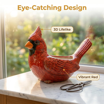 Red Bird Shaped Succulent Planter, Red Resin Bird Flower Pot Decorative Indoor Outdoor Plant Pot for Succulents, Cute Animal Plant Pot Garden Desk Decor, Unique Gift for Bird Lovers (A)