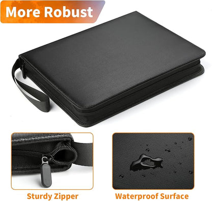 GERMUN 3 Ring 9 Pocket Zipper Card Binder, 720 Double Sided Standard PU Trading Card Album Folder for TCG & Sports Cards, Not Fit Top Loaders (Black)