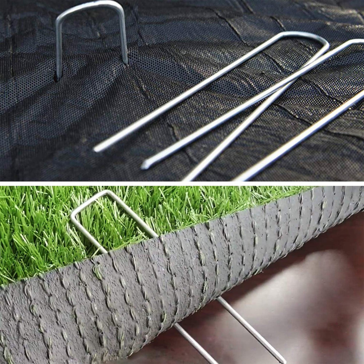 BEBEKULA 100 Pack 12 Inch Garden Stakes, Galvanized Landscape Staples for Weed Barrier Fabric, Heavy Duty Sod Pins Securing Pegs Netting Ground Sheets and Fleece, Ground Cover, Irrigation Tubing