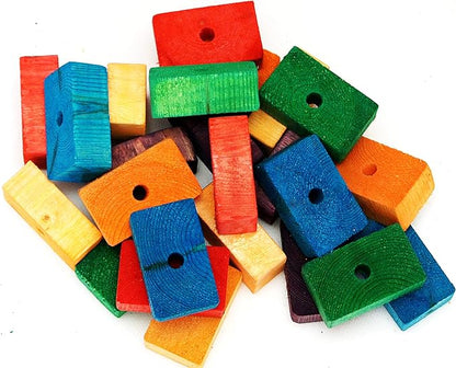 24 Large Colored Wooden Blocks for Bird Parts Macaw African Grey Amazon