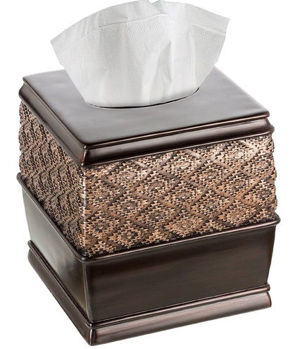 Creative Scents Dublin Brown Tissue Box Cover Square - Decorative Tissue Holder Vessel for Elegant Bathroom, Bedroom, Office Accessories Decor