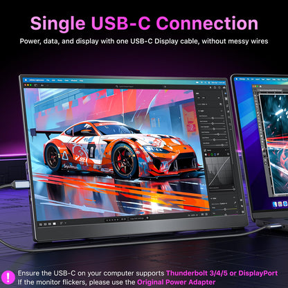kksmart Portable Monitor for Laptop MacBook Surface PC Xbox PS5, Travel Monitor Second Screen for Laptop, HDMI USB-C VESA Compatible Built-in Speaker, 16