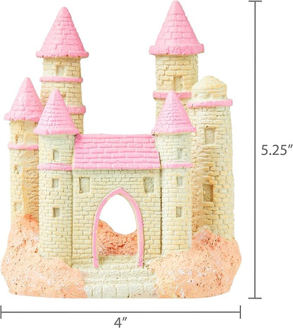 Aquarium Princess Castle Decoration - 4.09" x 3.14" x 5.03" Resin Castle Hideout, for Fish Tank and Aquarium Decoration