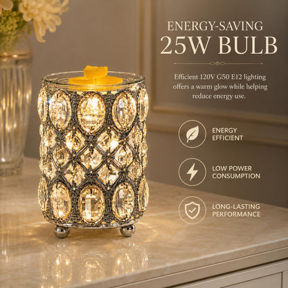 Leyoue Wax Warmer Wrought Iron Crystal Wax Melt Warmer Electric Oil Burner Wax Melt for Gifts & Decor, Home, Office, SPA,Bedroom