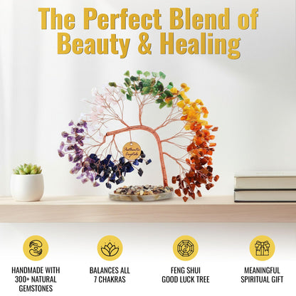 ANAYA AGATE 7 Chakra Crystal Tree of Life – Handmade Healing Crystals and Stones, 300+ Gemstone Bonsai Tree, Feng Shui Money Tree for Positive Energy, Good Luck, Birthday Gifts for Women, Mom, Sister