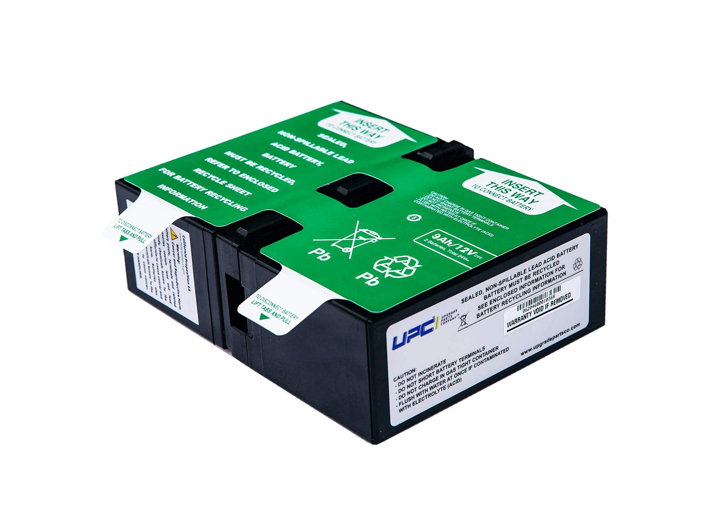 UPC UPGRADE PARTS COMPANY APCRBC124-UPC Replacement Battery, 9Ah, 24VDC for APC RBC124 Back-UPS Models BX1500M, BR1300G, BX1500G, BR1500G, BX1300G, BN1080G Assembled in USA!
