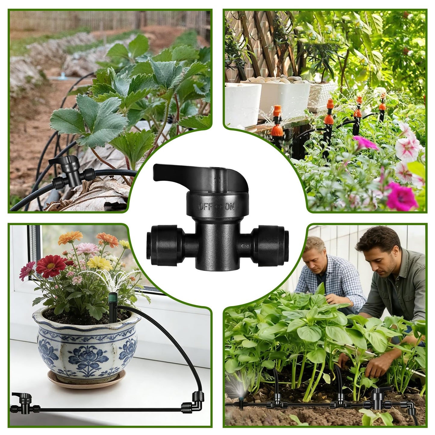 6 Pack Quick Connect 1/4" Drip Irrigation Shut Off Valve Fittings, Push-to-Fit Drip Irrigation Switch Valve Connectors for 1/4 Inch Drip Tubing,Anti-Leak Connectors for Garden Irrigation System