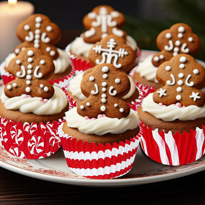 Whaline 600Pcs Christmas Candy Cupcake Liners Peppermint Baking Cups Holders Candy Cane Cupcake Wrappers Red White Candy Muffin Liners for Xmas Holiday Birthday Party Candy Make Baking Supplies