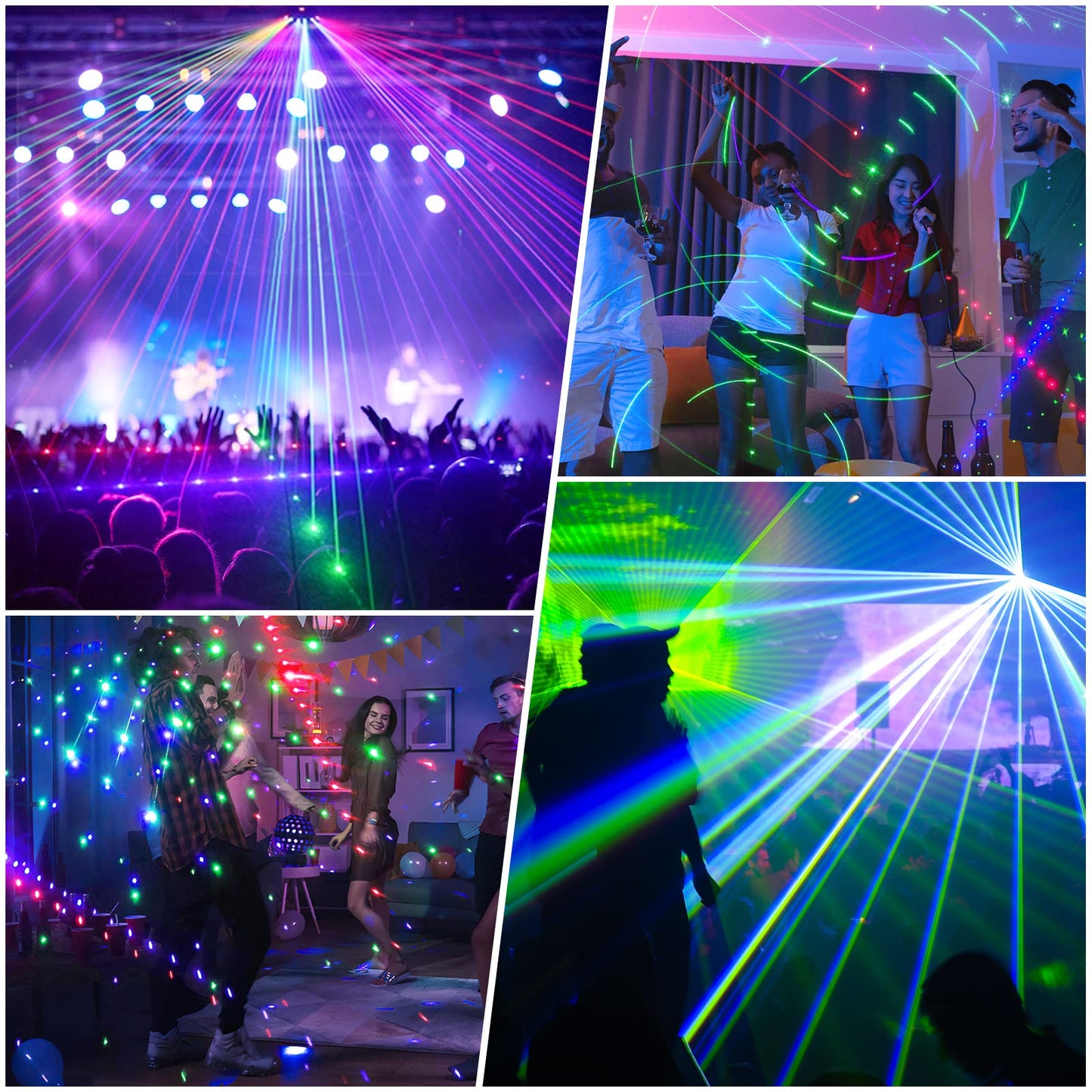 U`King Party Lights DJ Disco Light,9 Lens Stage Lighting Support DMX512 and Sound Activated with Remote Control Laser Lights for Parties Birthday Wedding Karaoke Bar KTV Club Stage Live Show