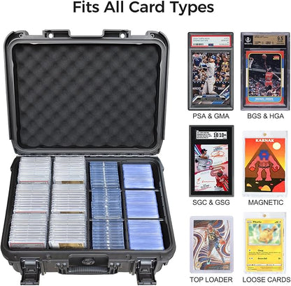 Turokacase Graded Card Case Storage Box – Extra Large Trading Card Storage Box with 8 Adjustable Dividers – Baseball & Sports Card Storage Case – Fits PSA, BGS, SGC, Toploaders & Magnetic Holders