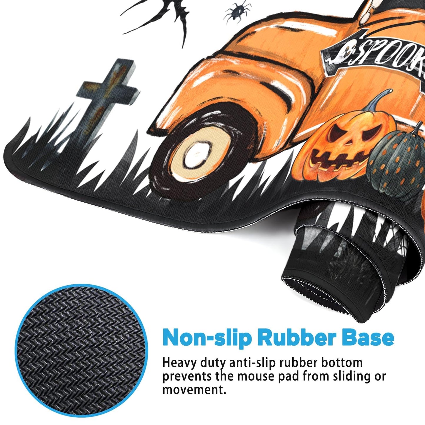 Britimes Halloween Ghost Truck Large Mouse Pad Non-Slip Desk Pad Keyboard and Mouse Desk Mat Spooky Bat Pumpkin Gaming Mousepad for Game,Office & Home,31.5 x 15.7 in