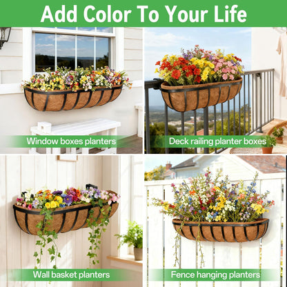 ZeeDix 24 Inch Trough Coconut Liners for Planters (4-Pack) - 100% Natural Coconut Coir Fiber Planter Liners Replacement for Window Boxes, Wall Baskets, Deck Flower Boxes, Garden Railing Fence Troughs