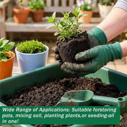 3 Set Garden Potting Tray with Scoops, Large Tidy Tray for Repotting, Seeding & Soil Mixing, All-in-One Durable Gardening Tidy Tray for Indoor Plants, Succulents, Cactus – 23x13.6x4.5 Inch, Green