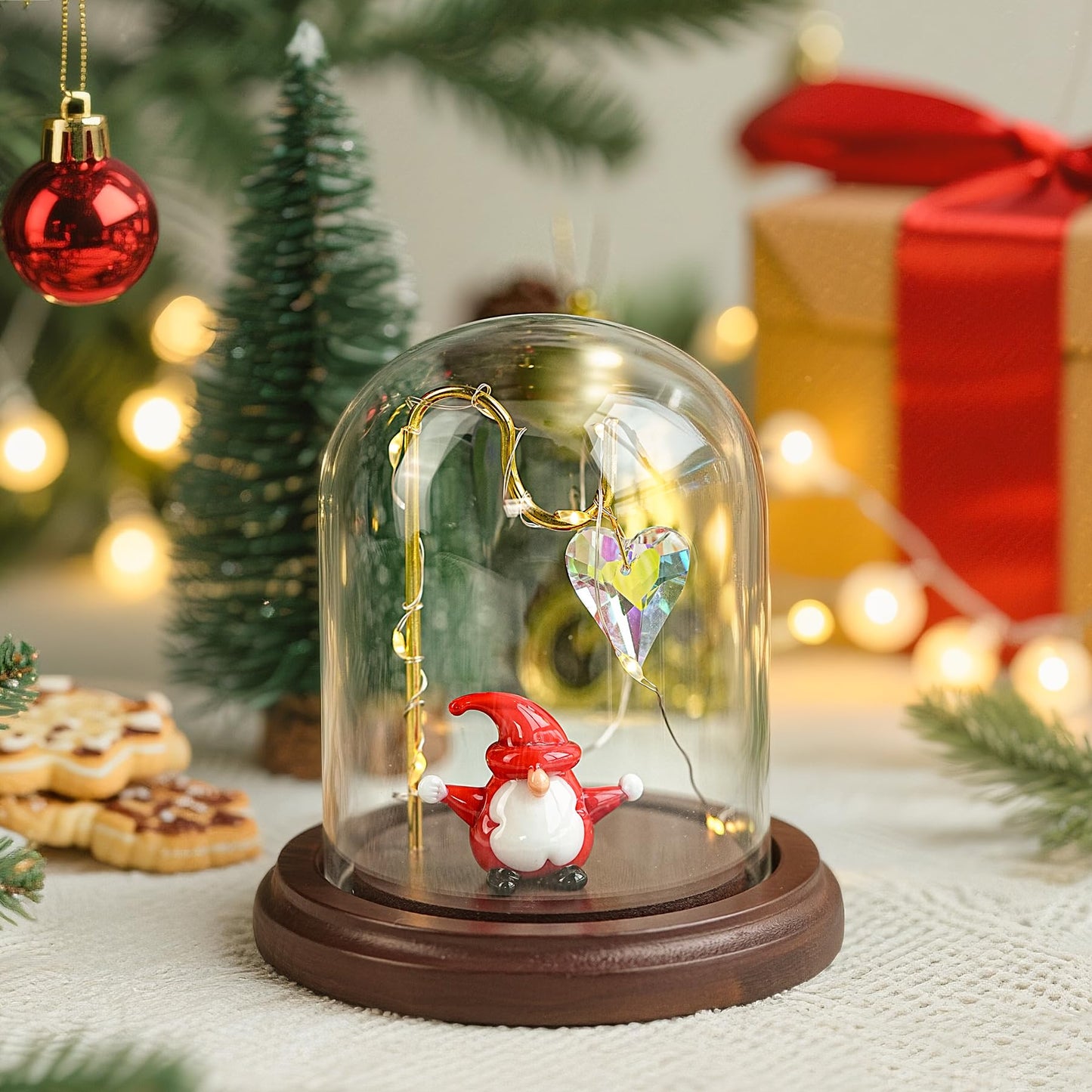 H&D HYALINE & DORA 3 x 4 Inch Clear Watch Glass Display Dome Cloche With Hook and Wooden Base, Bell Terrarium Jar for Watch Plants Medals Photos Collectibles