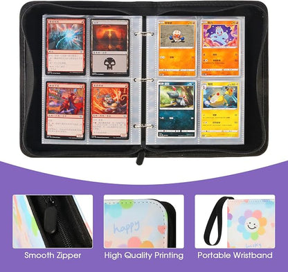 4-Pocket Card Binder with 50 Removable Pages, Holds 400 Cards | Fits trading, sports, gaming and collectible cards. Great for boys and girls to organize and protect collections(Sunflower)