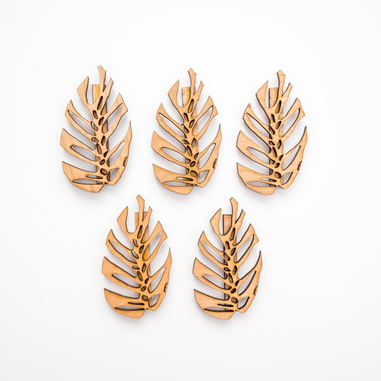 Treleaf Monstrella Wall Clips – Petite Size, Set of 5 Wooden Trellises for Indoor Climbing Plants – Self-Adhesive Plant Wall Fixtures to Create Green Walls – Perfect for Pothos & Vining Houseplants
