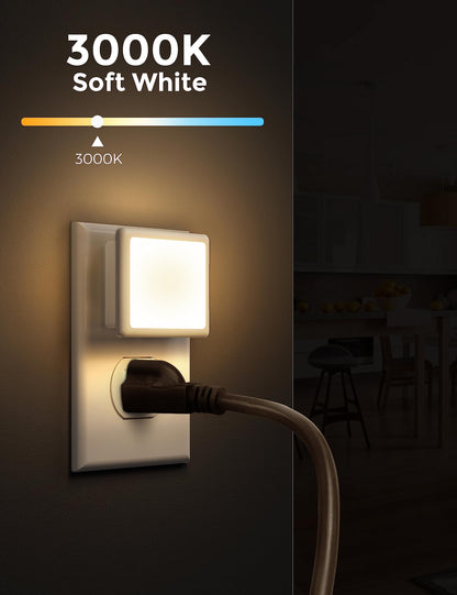 L LOHAS LED Night Lights Plug into Wall, [6-Pack] Plug in Night Light, Dusk-to-Dawn Sensor, 3000K Soft White 0.3W Bright Nightlight Auto-On/Off for Adults Kids Room Bedroom Bathroom Hallway Kitchen