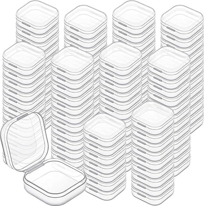 Jetec 120 Pieces Mini Plastic Clear Beads Storage Containers Box for Collecting Small Items, Beads, Jewelry, Business Cards, Game Pieces, Crafts (1.4 x 1.4 x 0.7 Inch)