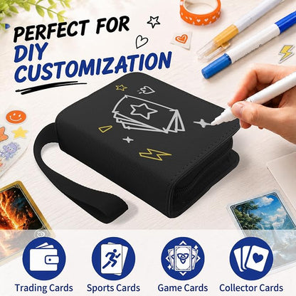 1 Pocket Card Binder with Zipper, 100 Pockets Mini Trading Card Album, Premium PU Leather Single Card Binder, Small Display Folder for TCG & Sports Cards