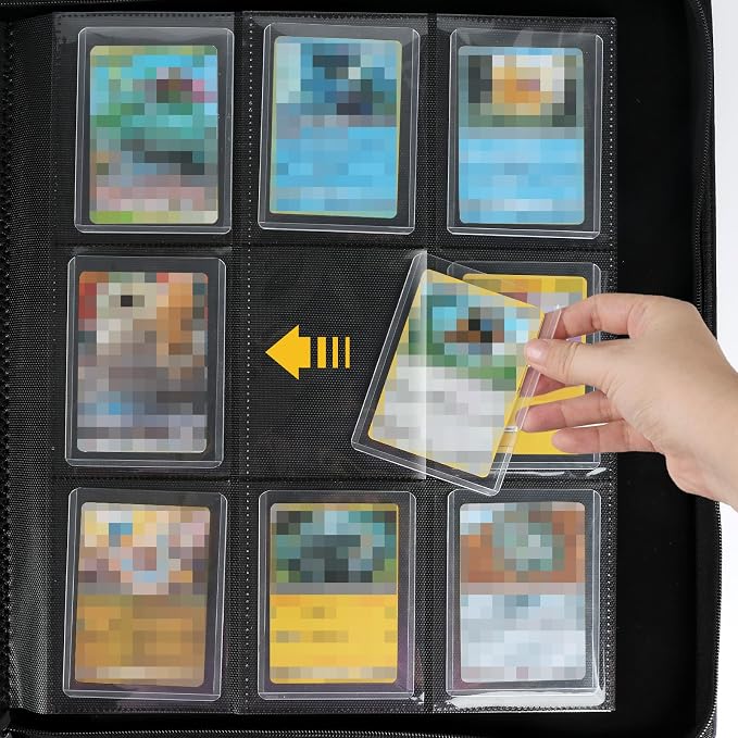 Toploader Binder, Holds 324 Toploaders, 9 Pocket Top Loader Binders with Sleeves for 3 x 4'' Toploaders, Double-Sided Pocket Top Loader Storage Binder, Trading Card Binder - Diamond Orange