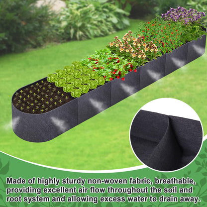 POILKMNI 12x2x1ft Oval Fabric Raised Garden Bed - Outdoor Planter Box Non-Woven Fabric Patio Planting Bed Garden Grow Bed Bag for Growing Herbs, Flowers and Vegetables