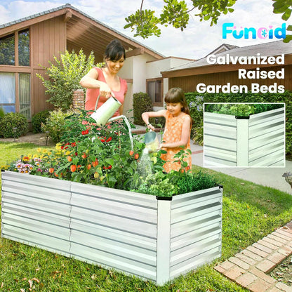 SEJOV 6x3x2ft Raised Garden Bed Kit, Galvanized Planter Raised Garden Boxes Outdoor, Deep Root Raised Planter w/Anti Cutting Strip, Large Metal Raised Garden Bed for Vegetables Flowers Herbs, Silver