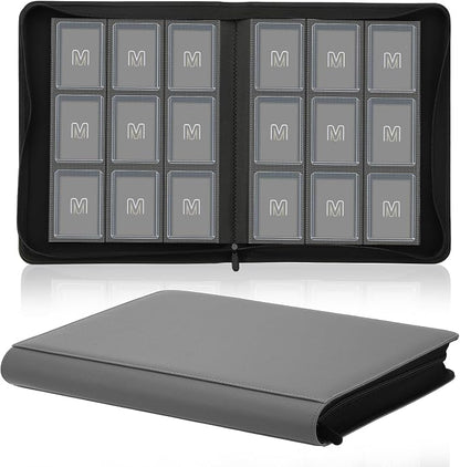 Toploader Binder,Trading Card Binder Storage Hold up 288 Cards 9-Pocket Top Loader Binder with Sleeves for 3"x4" Rigid Toploaders Hard Cases (9Dark Grey)