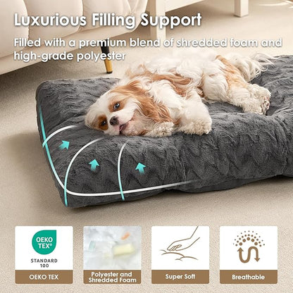 EHEYCIGA Washable Small Dog Bed for Crate 23x18 Inch, Kennel Pad for Puppy Up to 25 lbs, Plush and Comfy Pet Sleeping Mat, Charcoal