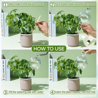 17 oz 2 Weeks Extra Large Plant Watering Globes, Iridescent Glass Self Watering Globes, Self Watering Planter Insert, Plant Watering Devices, Automatic Watering Bulbs for Daily Use (Large 4-Pack)