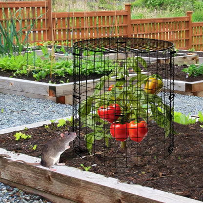 6 Pack Plant Protectors from Animals with Cover, 18PCS 12.6"x11.8" Metal Wire Mesh Cage with Stakes Garden Protection for Rabbits, Chicken, Duck Bunny Barricades for Vegetables, Seedlings and Flower