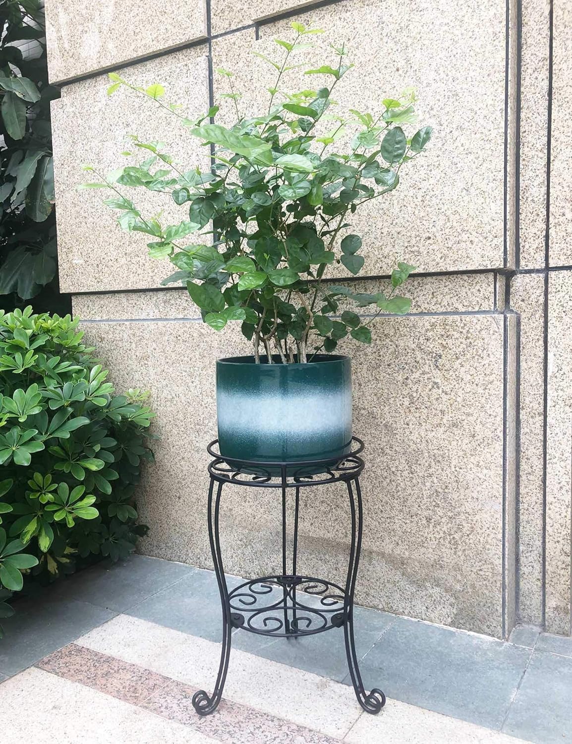 TREEZITEK 11.8 inches Diameter Tall Metal Plant Stand for Indoor or Outdoor,Heavy Duty Flower Pot Stand Rack Holds Big Heavy Plants,Black (18.9 INCHES TALL)