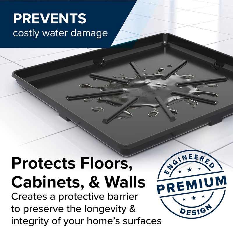 Camco Washing Machine Drain Pan - Features a Durable Plastic Construction, 1-inch/1.5-inch PVC Drain Fitting, and Measures 30-inches (L) x 32-inches (W) x 2 ½-inches (H) (OD) (20750)