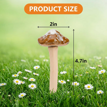 Peohud 12 Pack Ceramic Garden Mushrooms, Lawn Ornament Decor Mushrooms for Fairy Garden, Yard, Indoor, Outdoor, 4.7 Inch