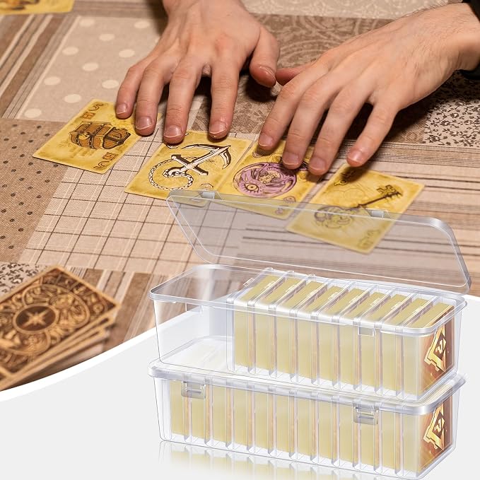 12 Pcs Playing Card Box, Clear Trading Card Storage Organizer 3.86 x 2.91 x 0.94 Inch Plastic Card Deck Case Snap Closed Holder Storage Organizer for Gaming Cards, Business Card Storage (12)