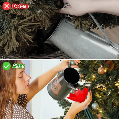 Tioncy Christmas Tree Watering System with Poinsettia Wide Opening Design Stainless Steel Christmas Tree Watering Funnel with Long Funnel Spout for Indoor and Outdoor Trees (Red)