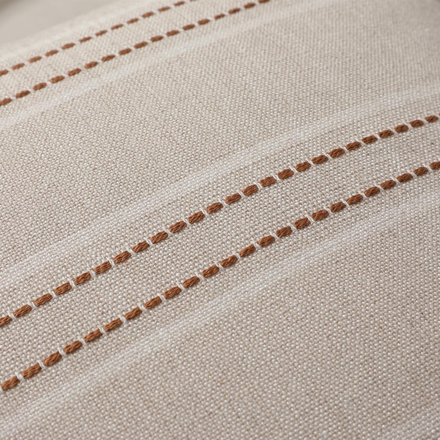 Hckot Fall Throw Pillow Covers 18x18 Set of 2 Striped Pillow Covers Textured Linen Decorative Pillows Square Cushion Covers for Sofa Couch Bed Living Room Farmhouse Decor(Caramel)