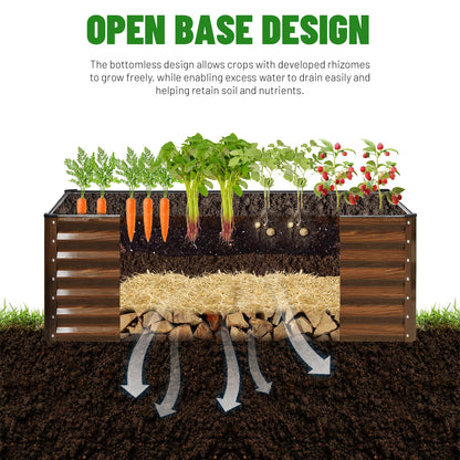 SnugNiture 2-Pack 4x2x2FT Galvanized Raised Garden Bed Kit, Metal Planter Box for Planting Plants Vegetables, Brown