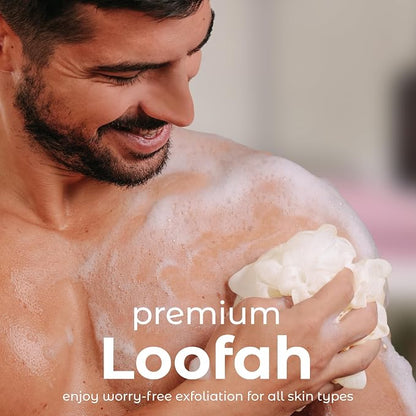 MainBasics Seaweed Infused Bath Shower Loofah Sponge Pouf Body Wash Scrubber (Set of 3)