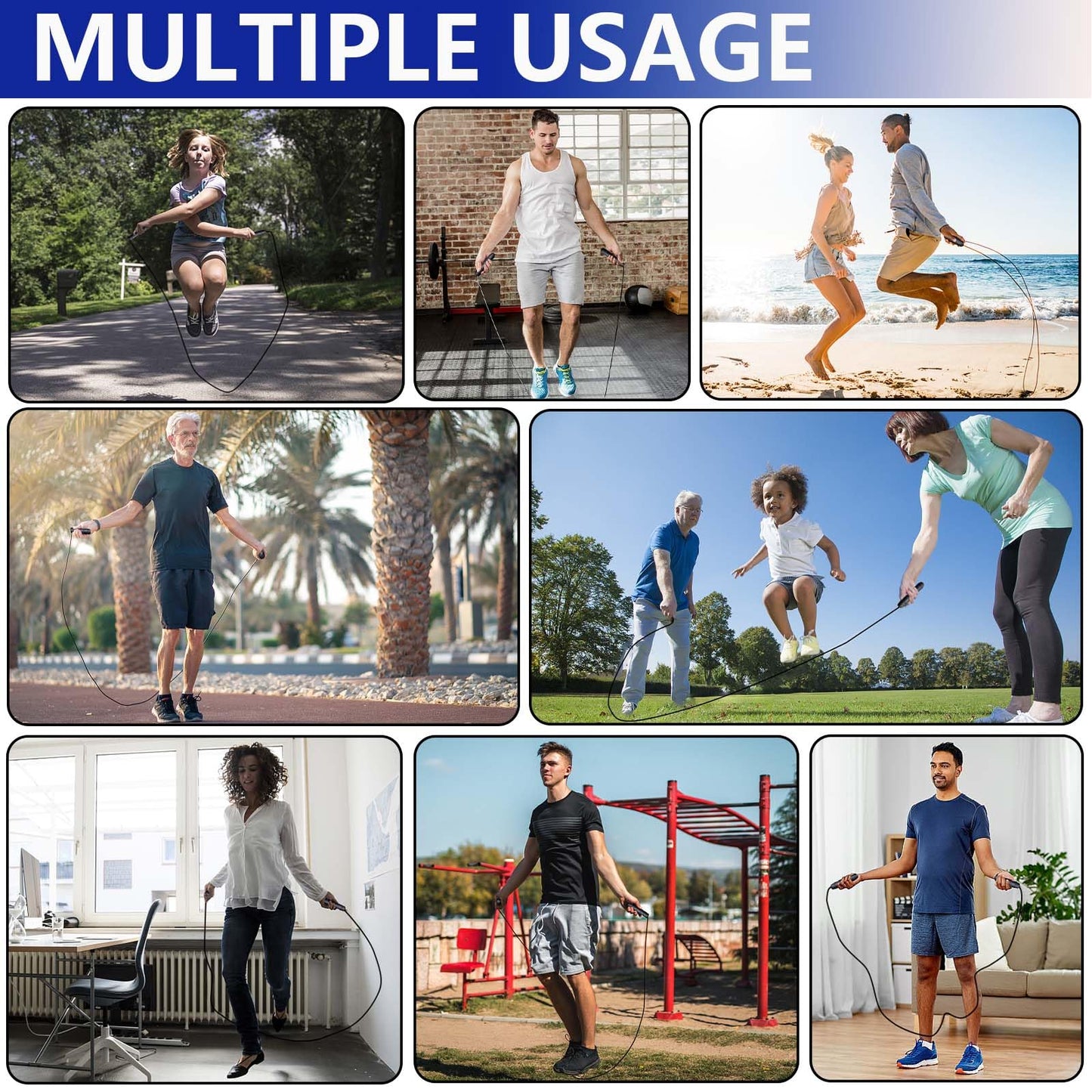 Adjustable Weighted Jump Rope, 9ft Long Tangle-Free Rapid Speed Jumprope for Exercise Calisthenics Fitness Jumping Skipping Double Dutch Boxing Crossfit, Workout Stuff for Women Men Kids Adult