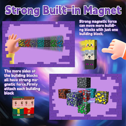 Gryxpox 200 PCS 0.8in Magnetic Blocks,Magnetic Building Cubes, Build Portal World Set,Stacking Magnets, STEM Sensory Toys for Ages 3+ Toddlers Kids Girl Boys Easter Birthday Creative Game Gifts